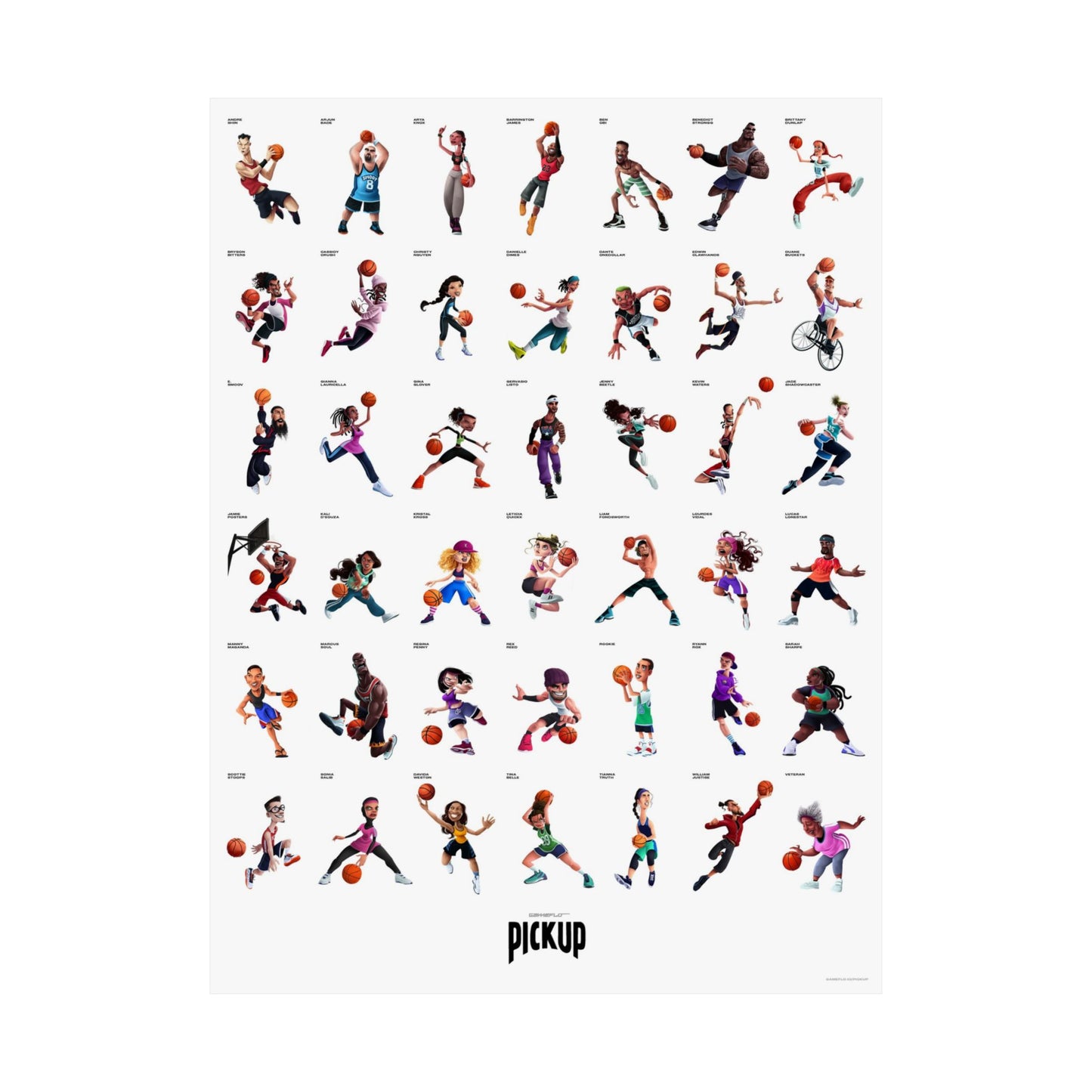 PICKUP Basketball Roster Poster